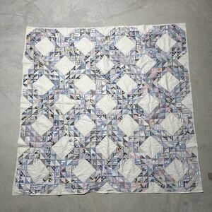 Antique Art Deco Patchwork Granny Homemade 1940's Quilt 67"x68" Handmade